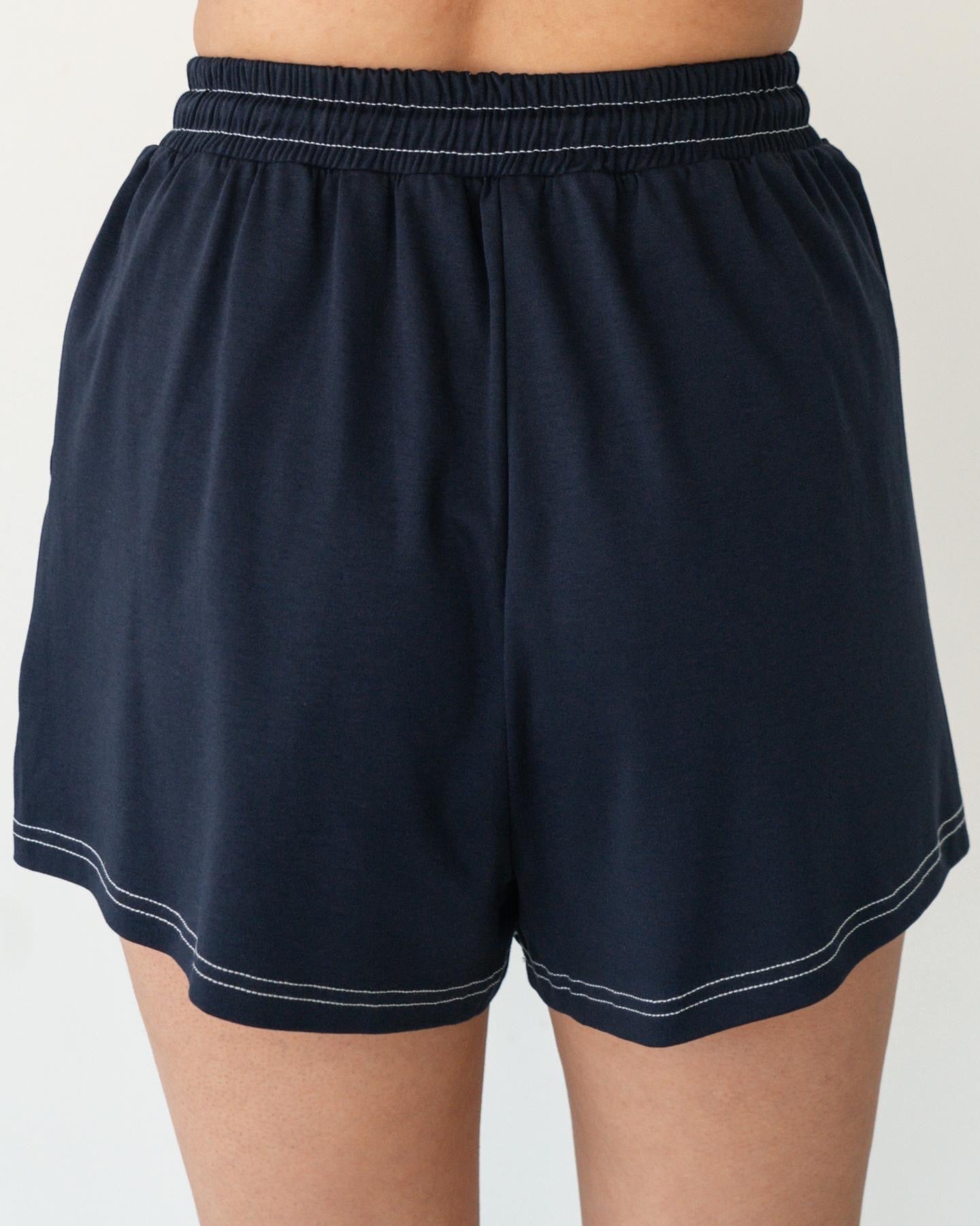 ESTHER EASY TUCK TEE + SHORTS SET - NAVY