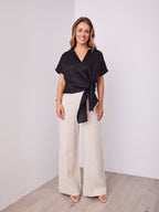 COMO LINEN SHIRT - BLACK