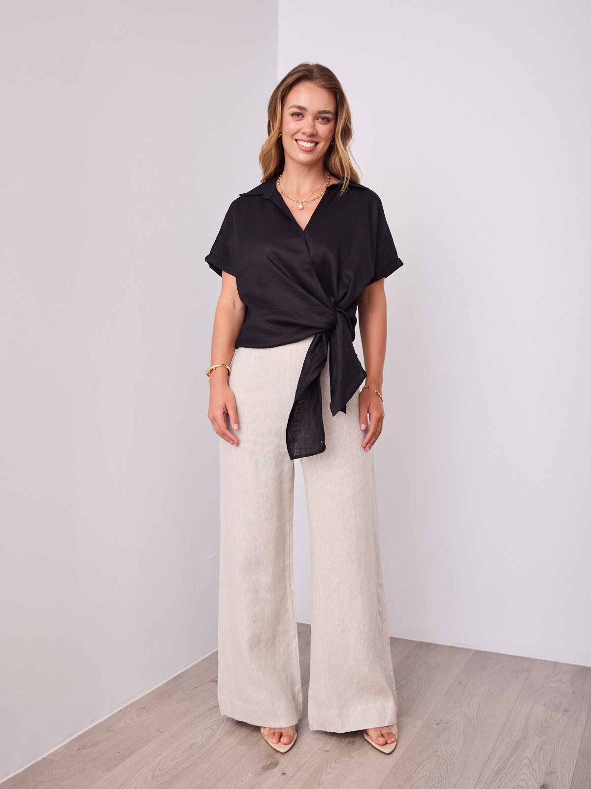 COMO LINEN SHIRT - BLACK