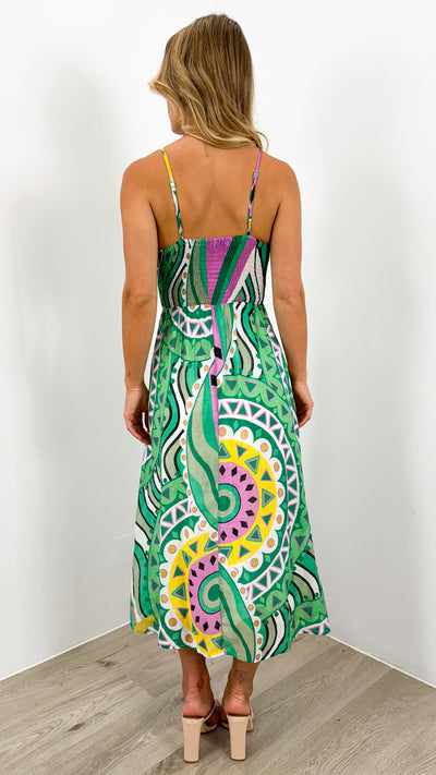 DULCIE DRESS - GREEN PRINT