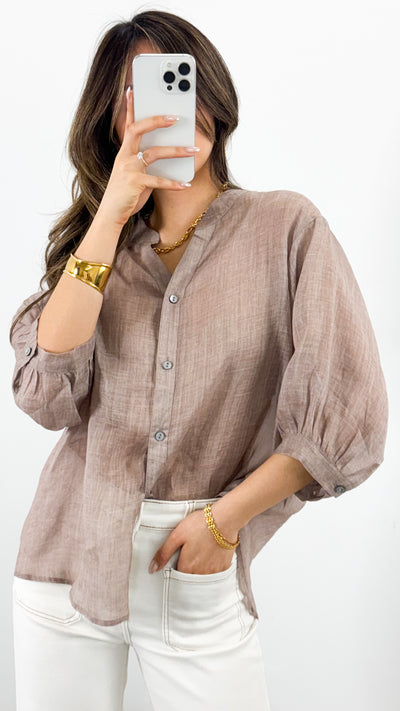 CATHY LINEN SHIRT - BISCUIT