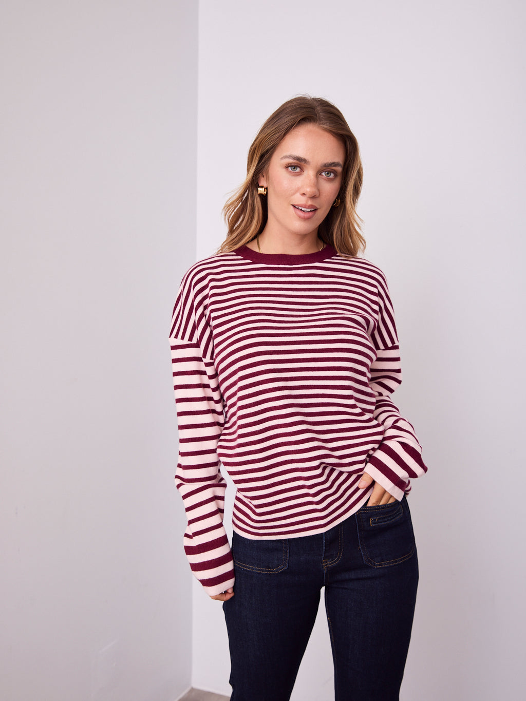 MICHAELS KNIT TOP - PINK/WINE