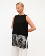DANIELLE LACE TRIM TOP - BLACK