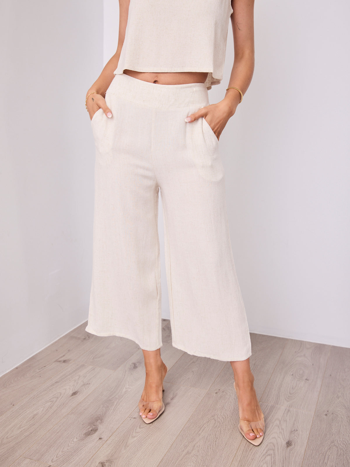 MEMPHIS 7/8 LINEN PANTS - BEIGE