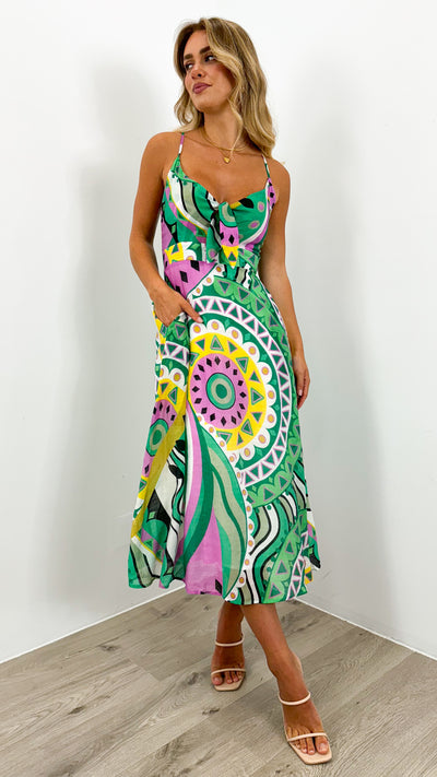 DULCIE DRESS - GREEN PRINT