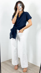 COMO LINEN SHIRT - NAVY