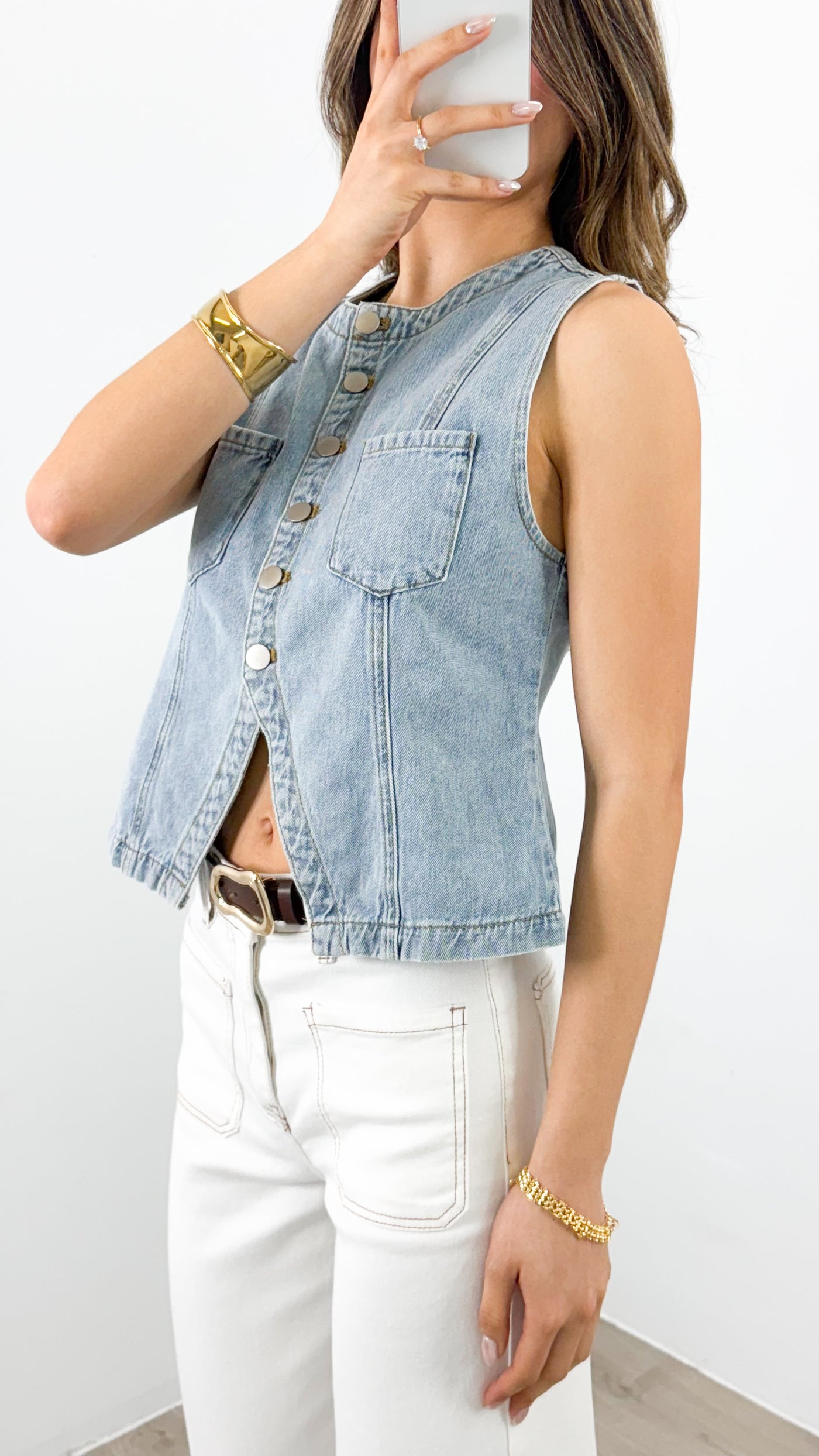 EMIKO DENIM VEST - BLUE