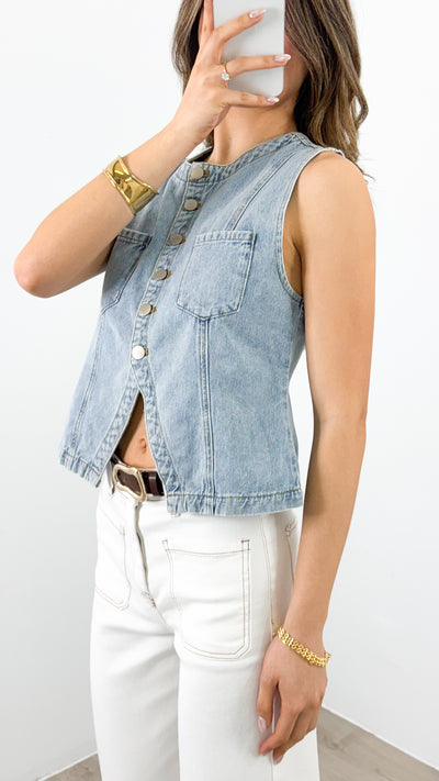 EMIKO DENIM VEST - BLUE