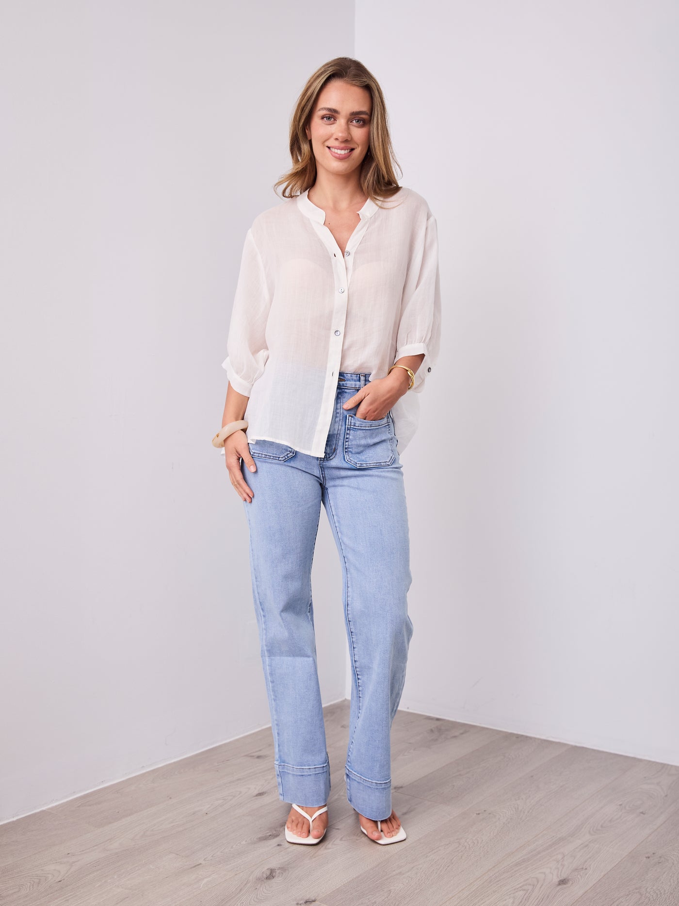 CATHY LINEN SHIRT - WHITE