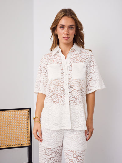 AZURA LACE SHIRT - WHITE