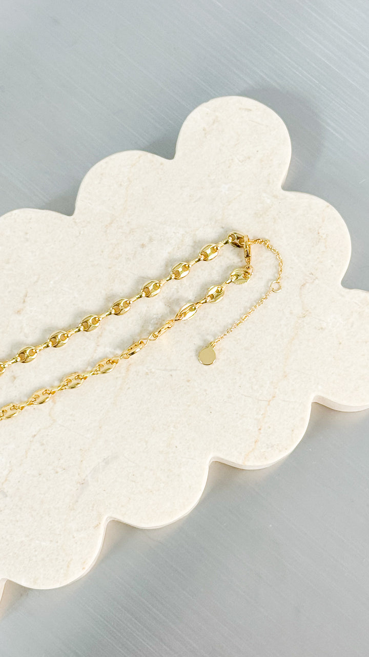 PUFF MARINER CHAIN 18K GOLD PLATED NECKLACE - GOLD