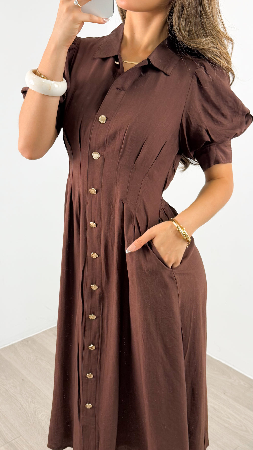 CASSANDRA DRESS - CHOCOLATE