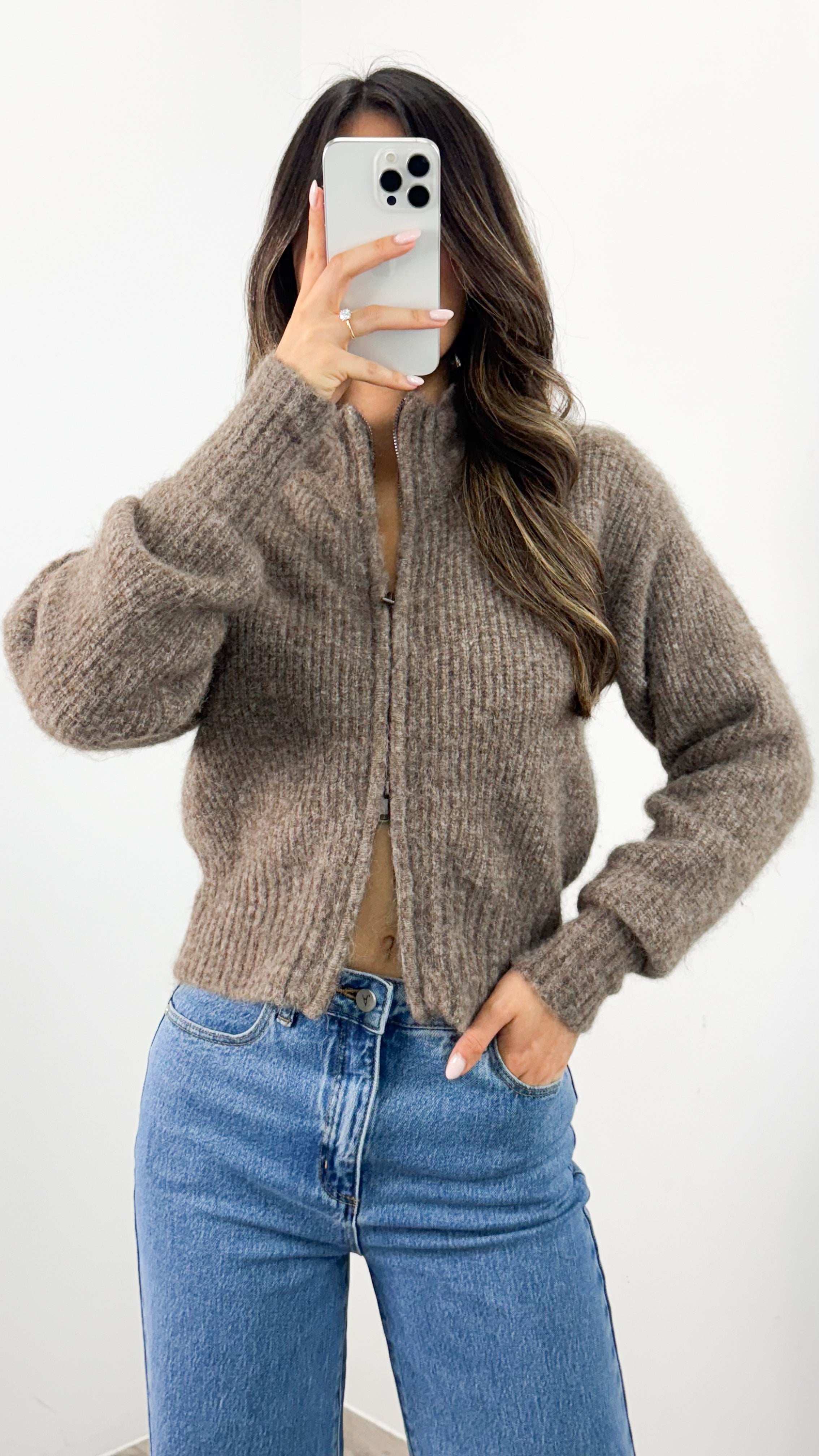 NOAH ZIP KNIT - LATTE