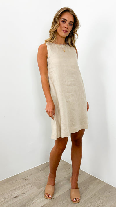 PARKER LINEN DRESS - BONE