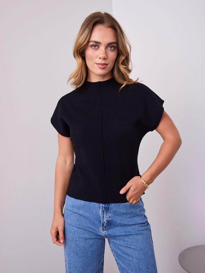 ROWE KNIT TOP - BLACK
