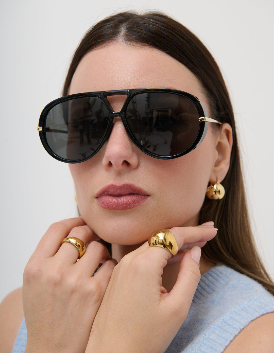 JACQUELINE AVIATOR SUNGLASSES - BLACK
