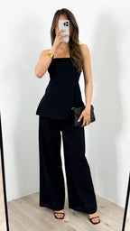 MYRA STRAPLESS TOP + PANT SET - BLACK