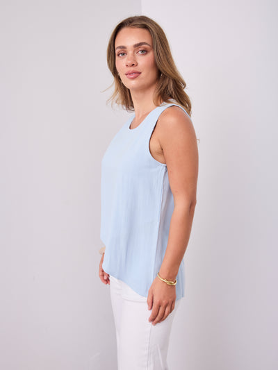 TALIA LINEN TOP - BABY BLUE