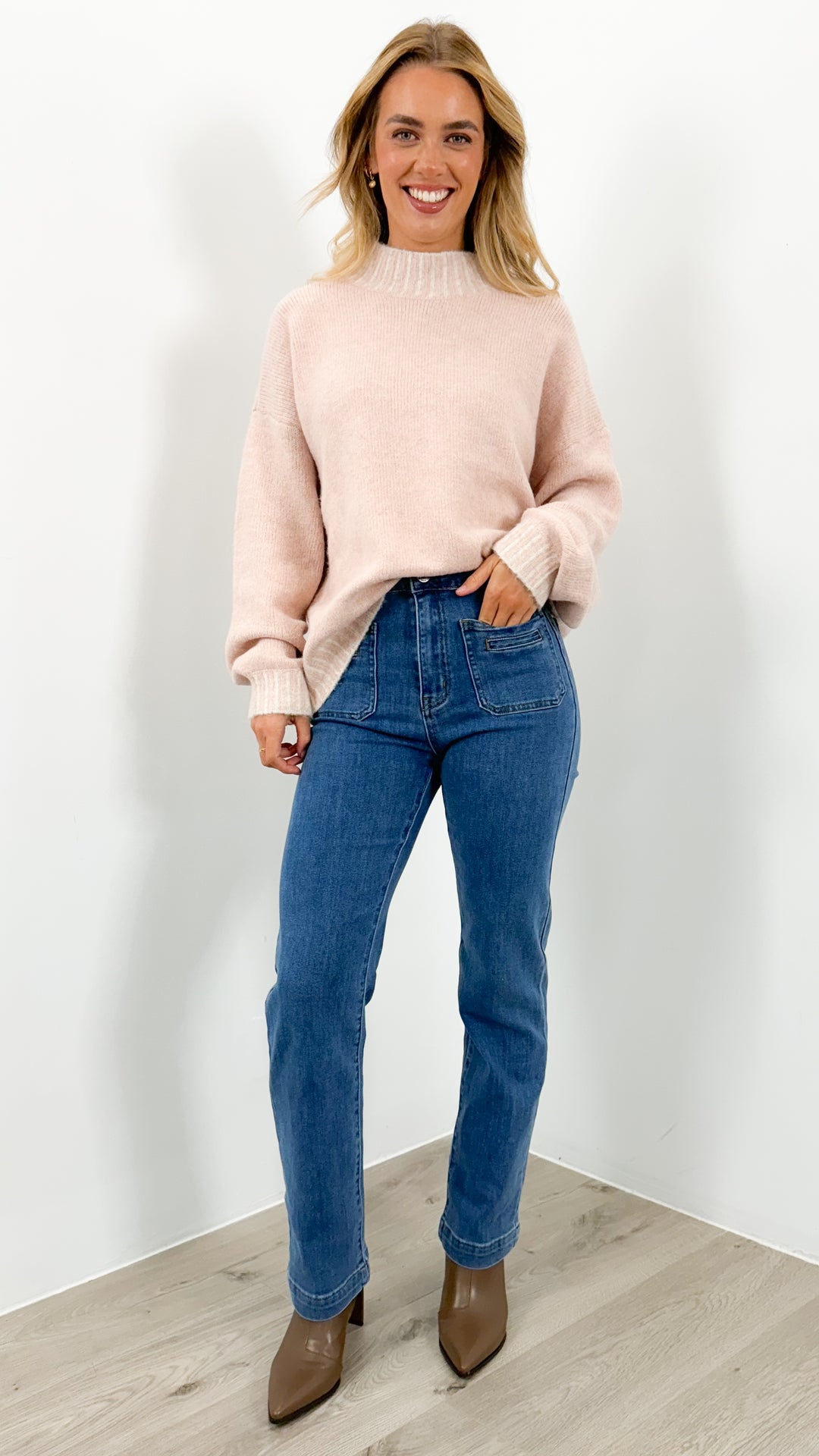 BESSIE STITCH KNIT - BLUSH
