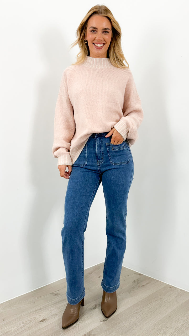 BESSIE STITCH KNIT - BLUSH
