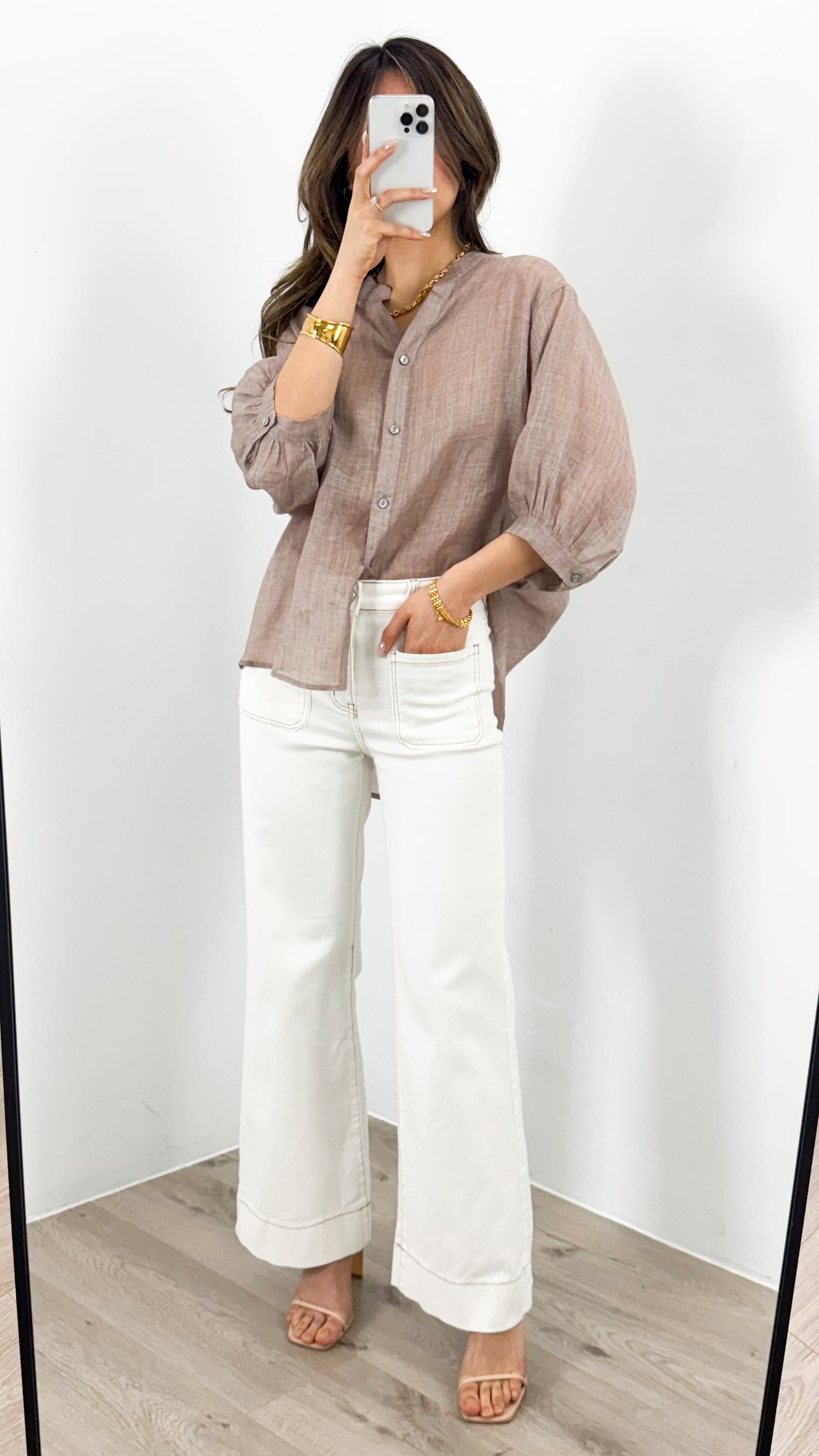 CATHY LINEN SHIRT - BISCUIT