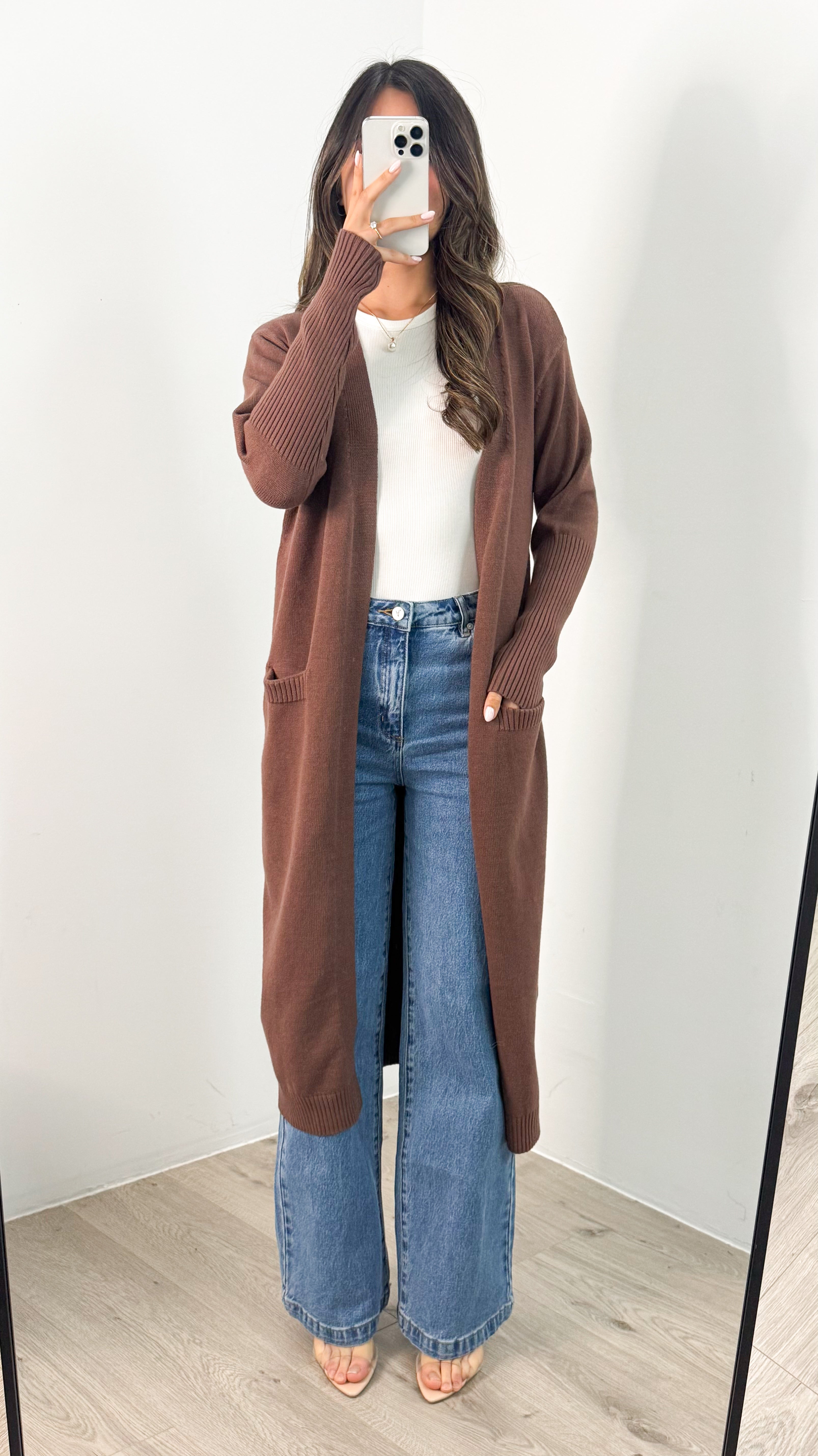 MAXWELL LONG CARDI - CHOCOLATE