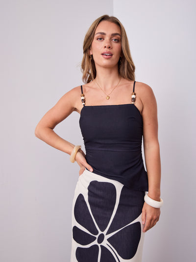 KOKO BEADED TOP - BLACK