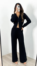 ENZA ZIP KNIT SET - BLACK