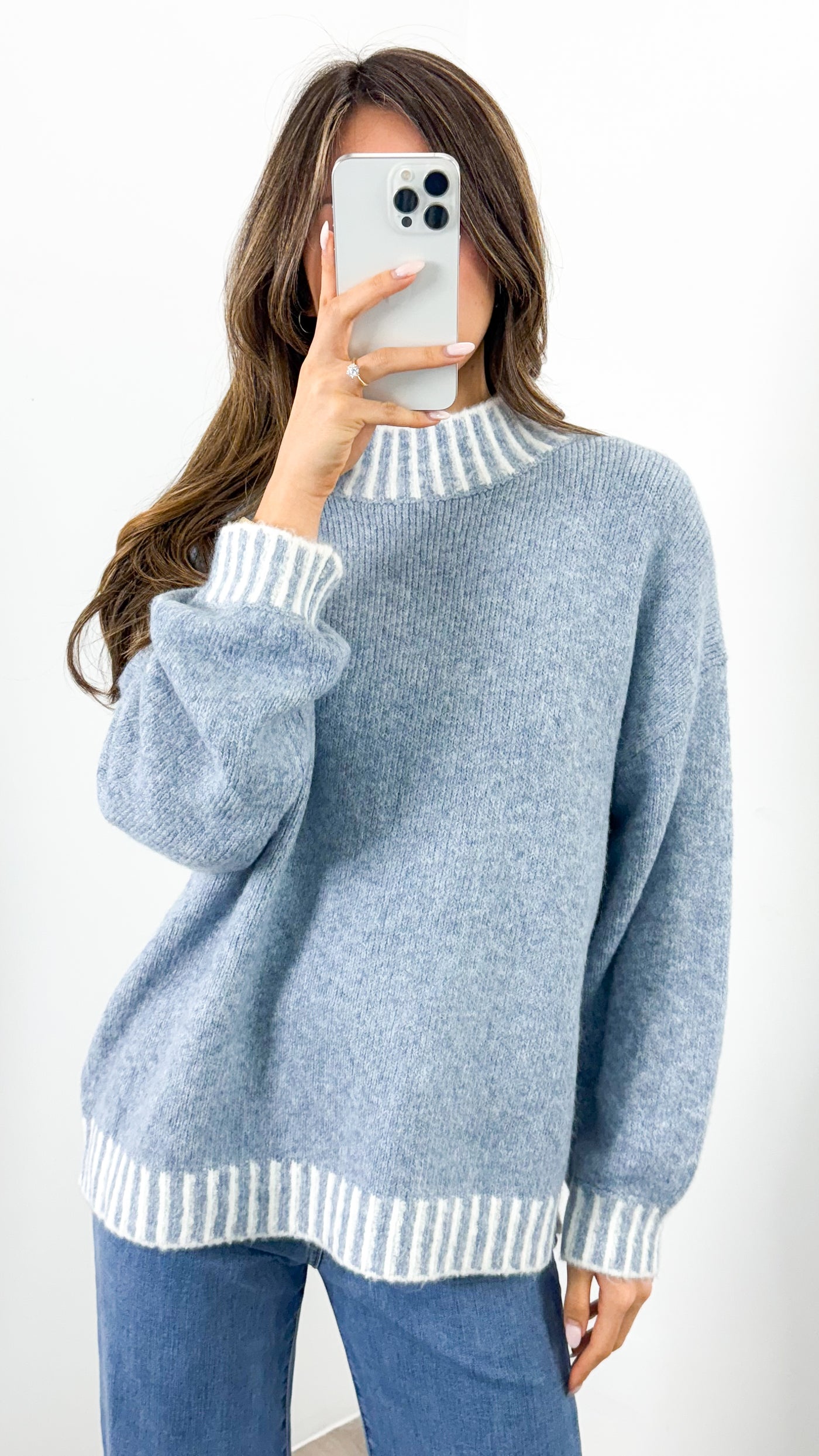 BESSIE STITCH KNIT - BLUE
