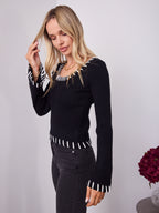 REID FITTED KNIT TOP - BLACK