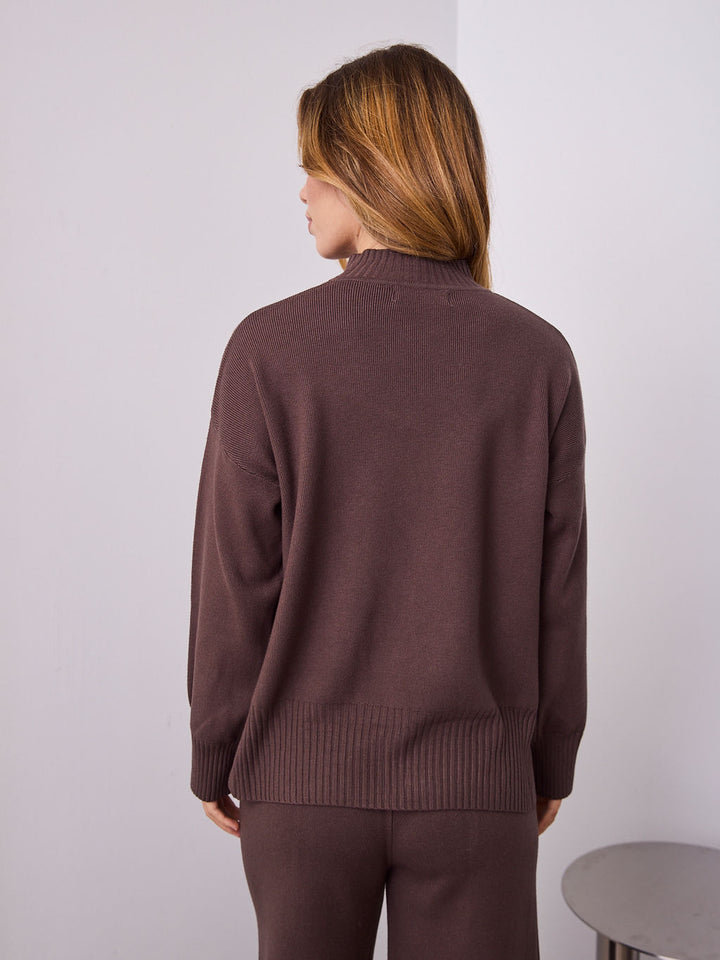 DELTA KNIT TOP - ESPRESSO