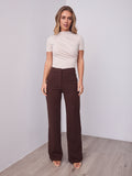 DALTON STRETCH JERSEY HIGH WAISTED STRAIGHT LEG PANT - CHOCOLATE