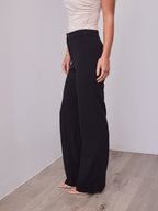 DALTON STRETCH JERSEY HIGH WAISTED STRAIGHT LEG PANT - BLACK