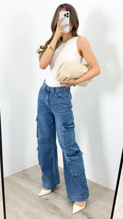 KANE CARGO DENIM JEAN - BLUE