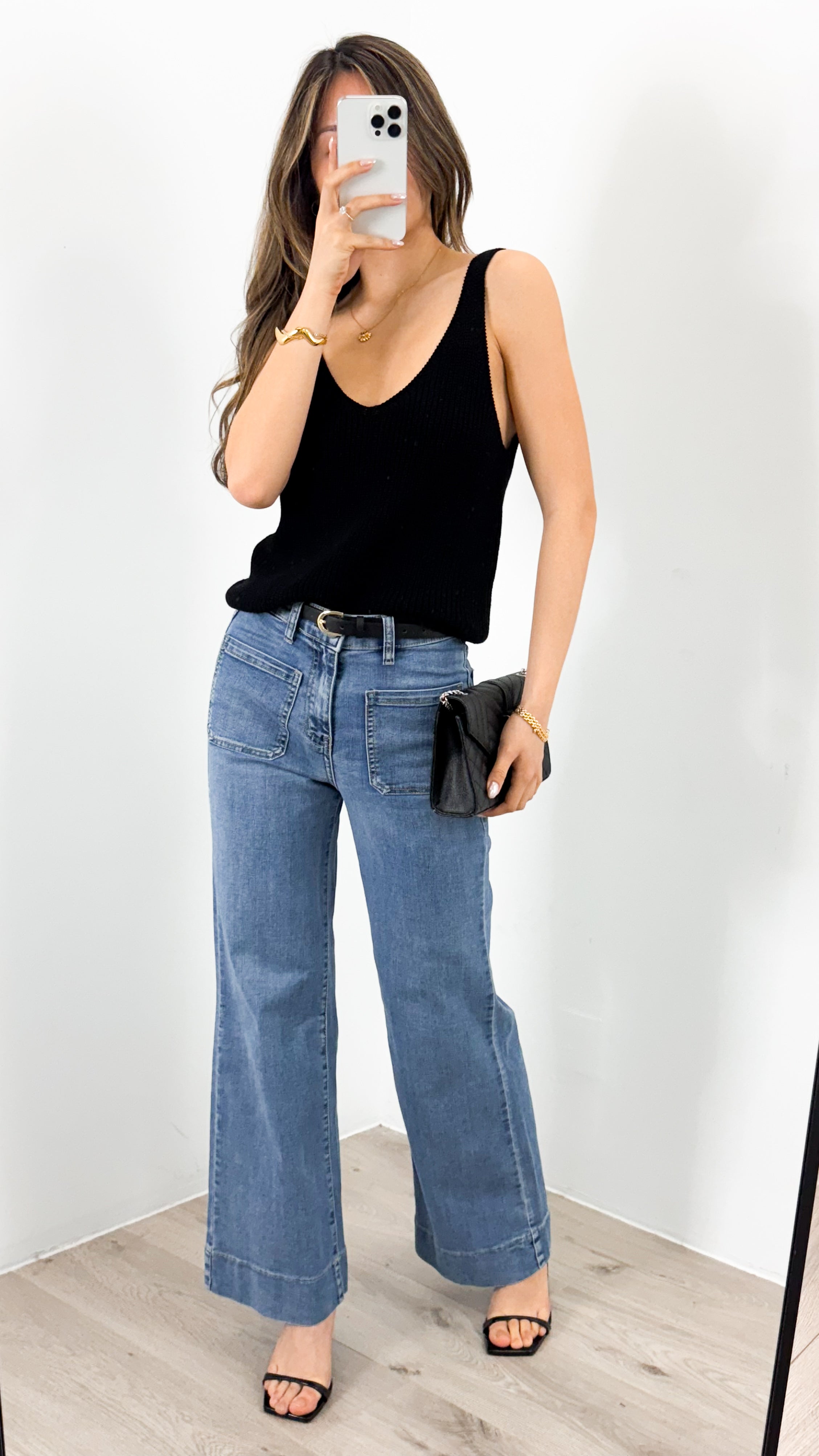 ANNIKA KNIT TANK TOP - BLACK