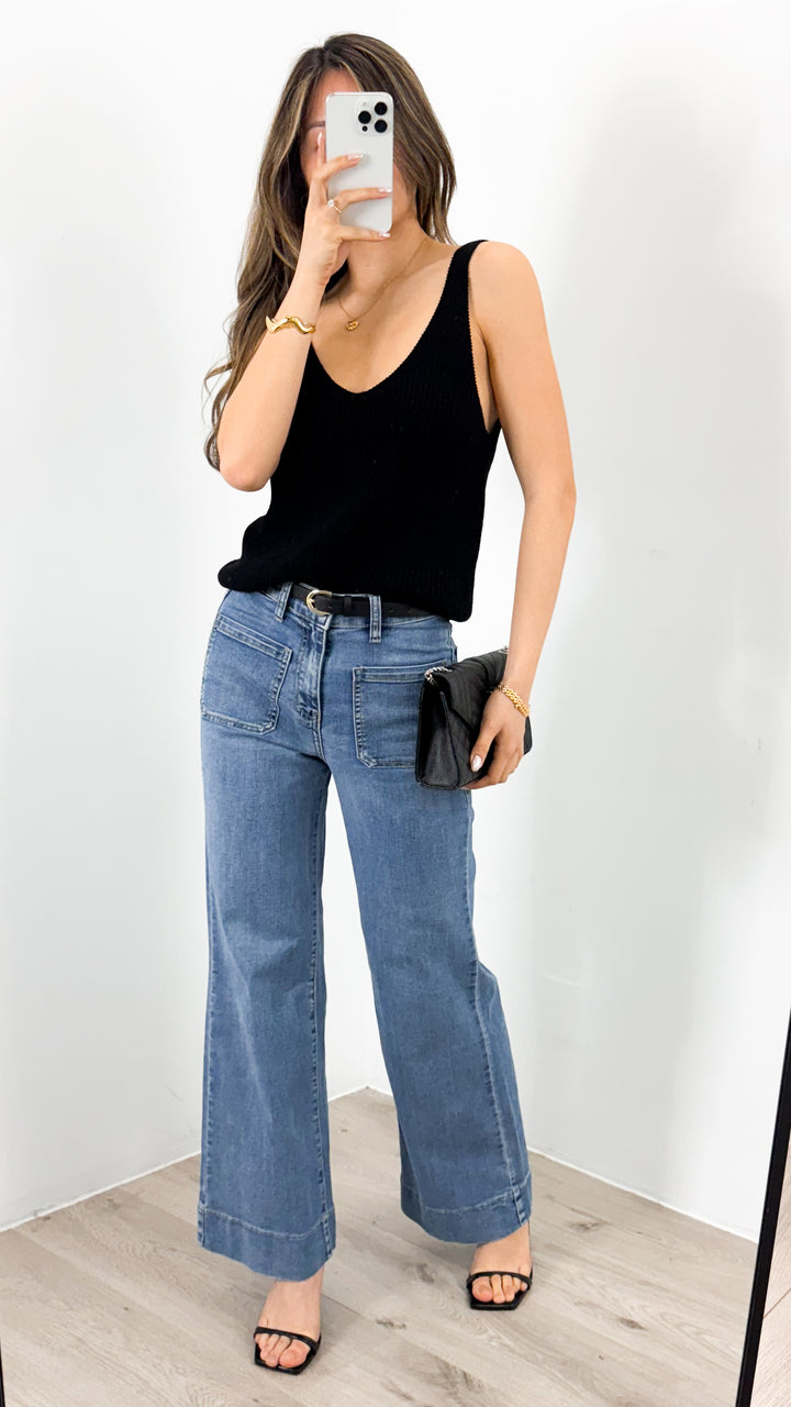 ANNIKA KNIT TANK TOP - BLACK