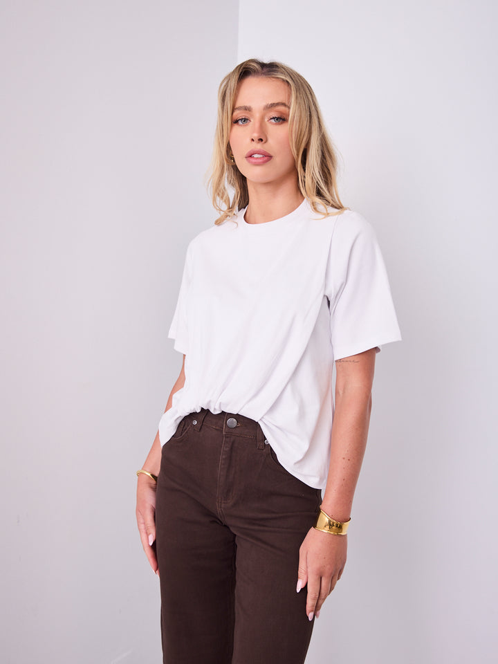 AMBER TUCK TEE - WHITE