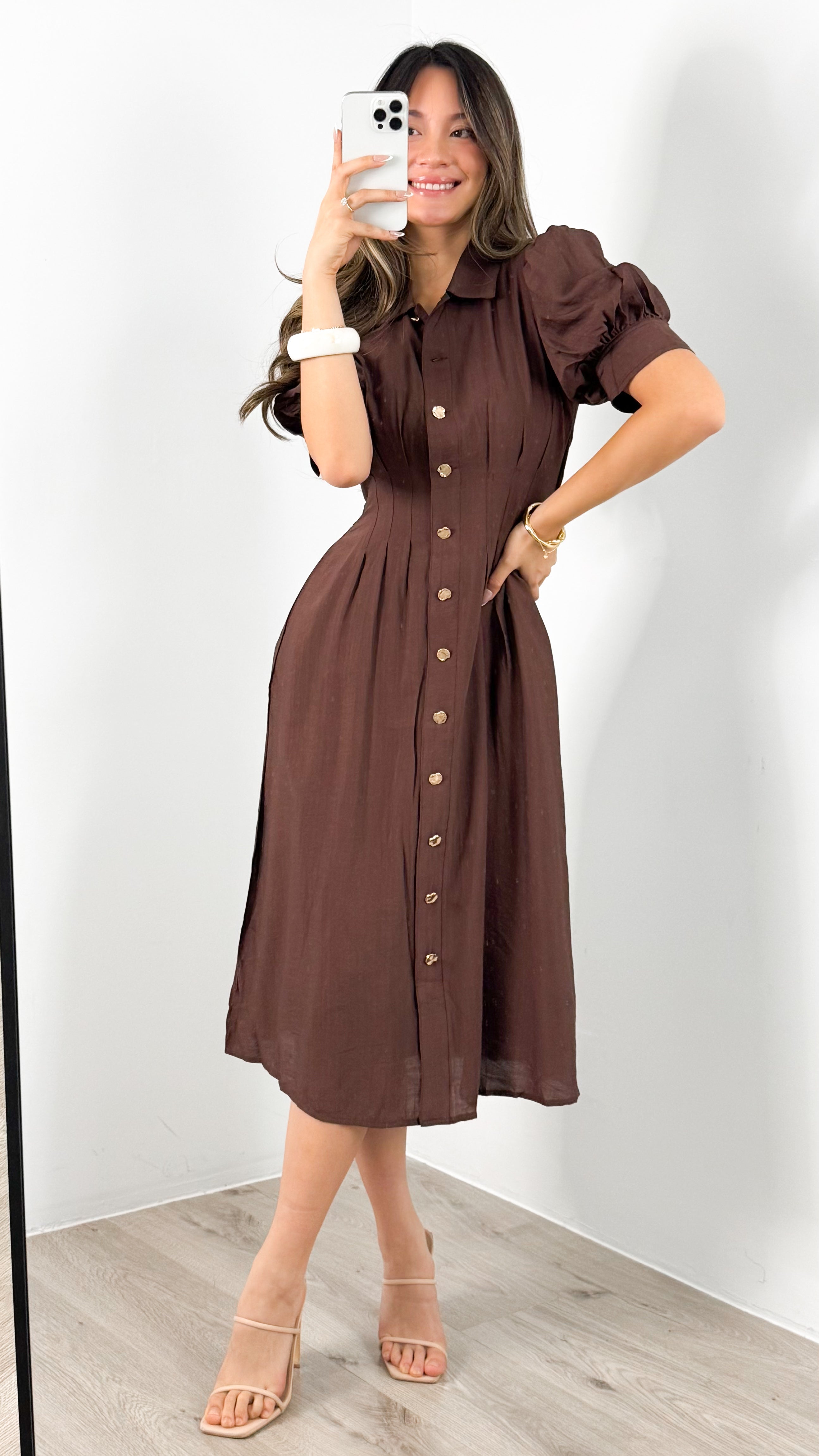 CASSANDRA DRESS - CHOCOLATE