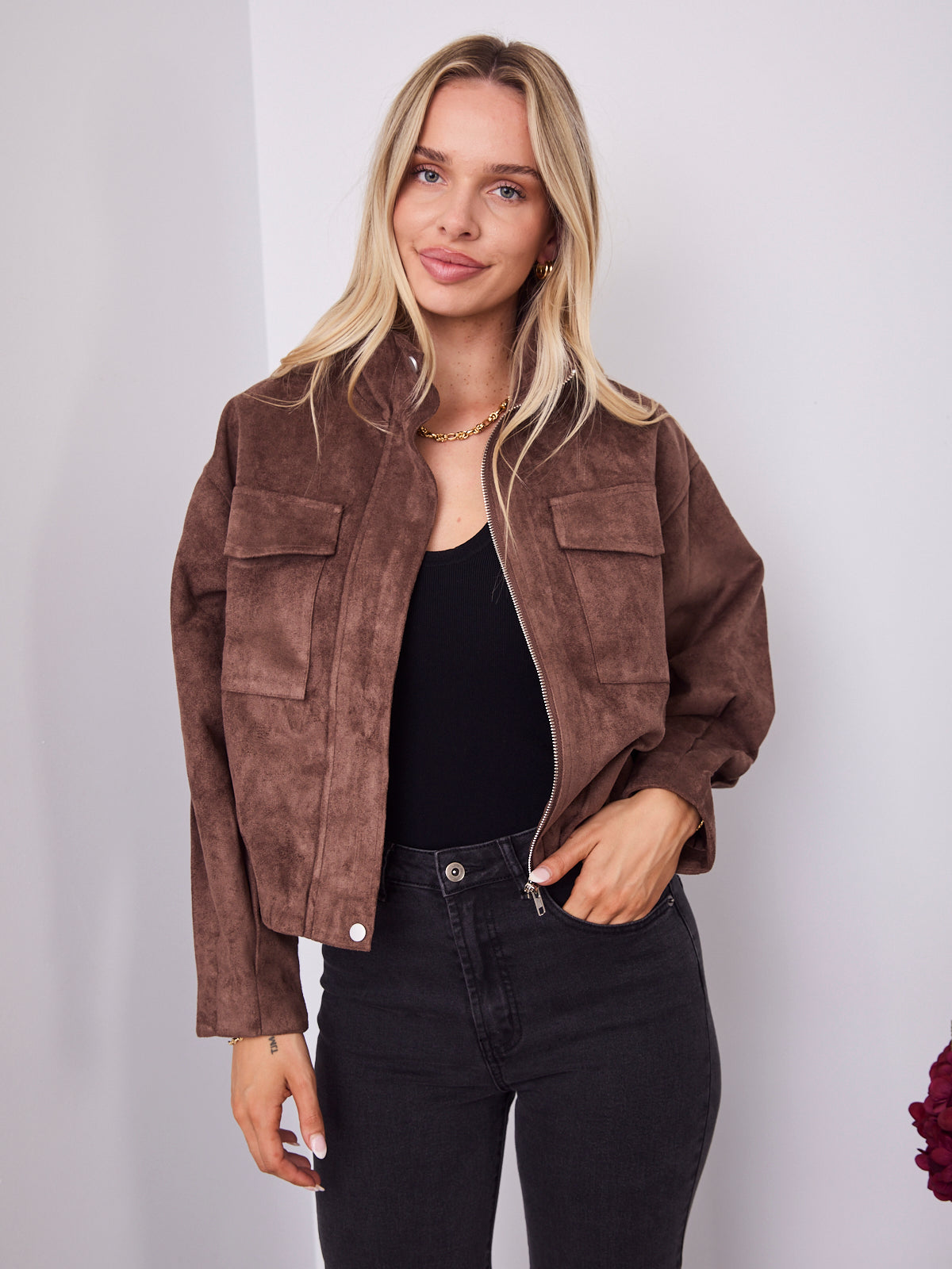 TULLY BOMBER JACKET - CHOCOLATE