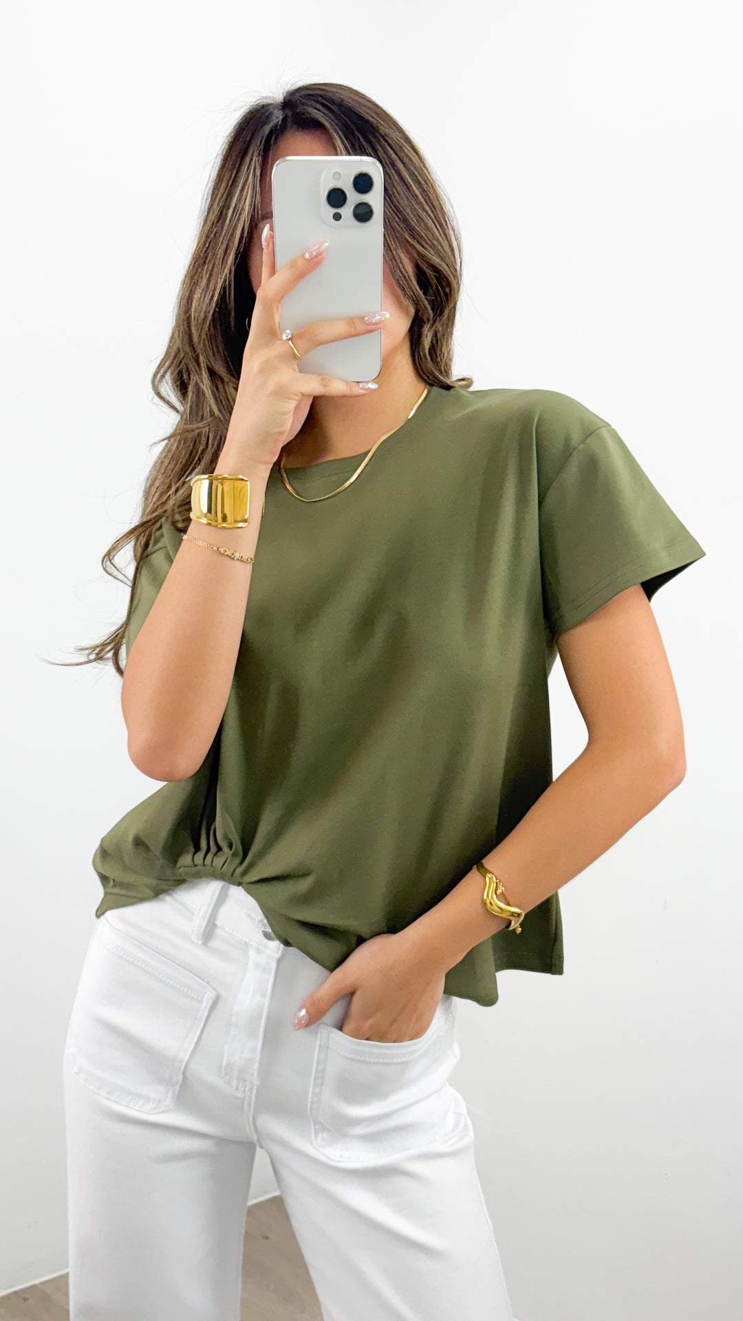 ESTHER EASY TUCK TEE - OLIVE