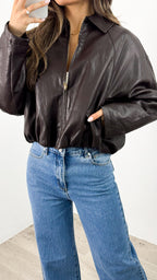 LONDON BOMBER JACKET - CHOCOLATE