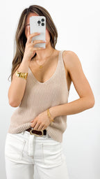 ANNIKA KNIT TANK TOP - BEIGE