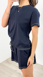 ESTHER EASY TUCK TEE + SHORTS SET - NAVY