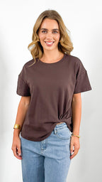 ESTHER EASY TUCK TEE - CHOCOLATE