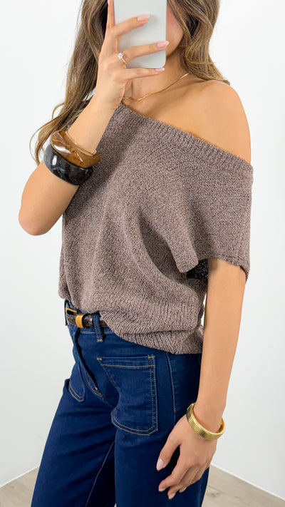 BETHENNY KNIT TOP - CHOCOLATE