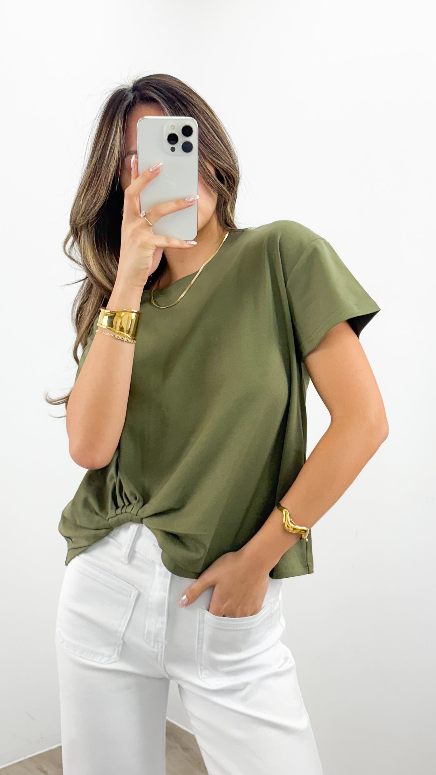 ESTHER EASY TUCK TEE - OLIVE