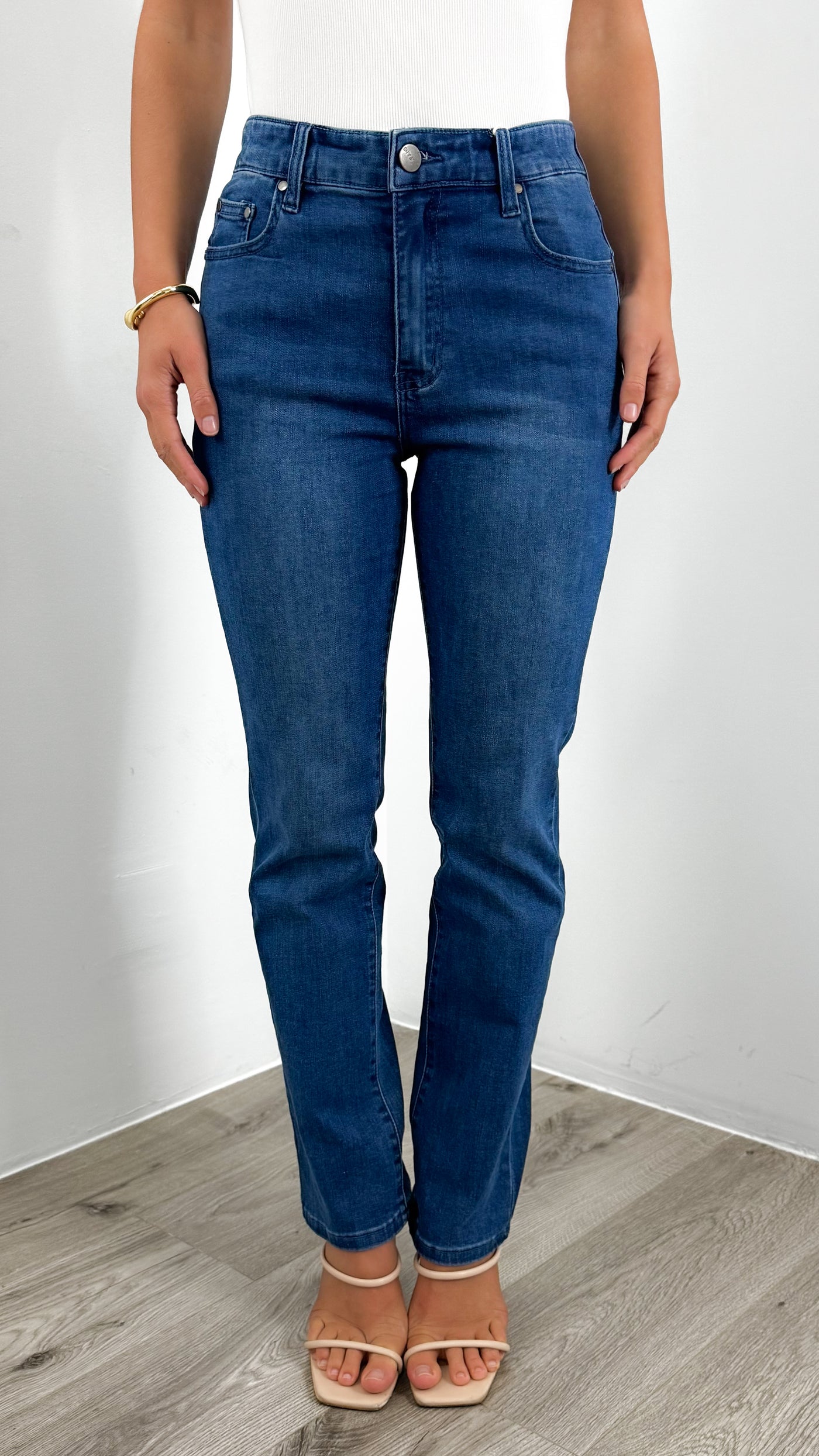 CARLTON STRETCH STRAIGHT LEG JEAN - DARK BLUE WASH
