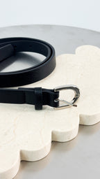 LOMANCE SKINNY BELT - BLACK/SILVER