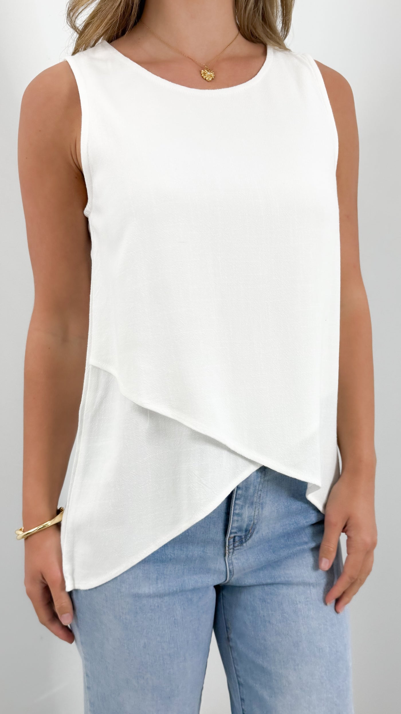 TALIA LINEN TOP - WHITE