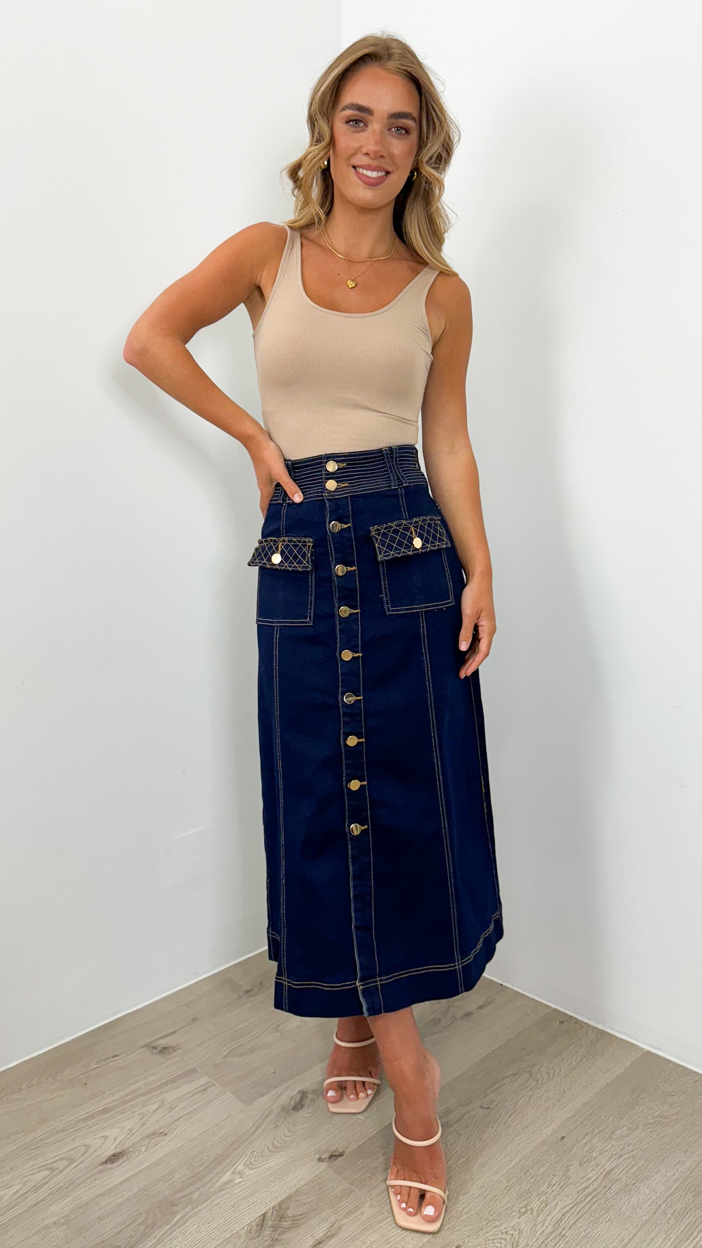 PRESTON DENIM SKIRT - INDIGO